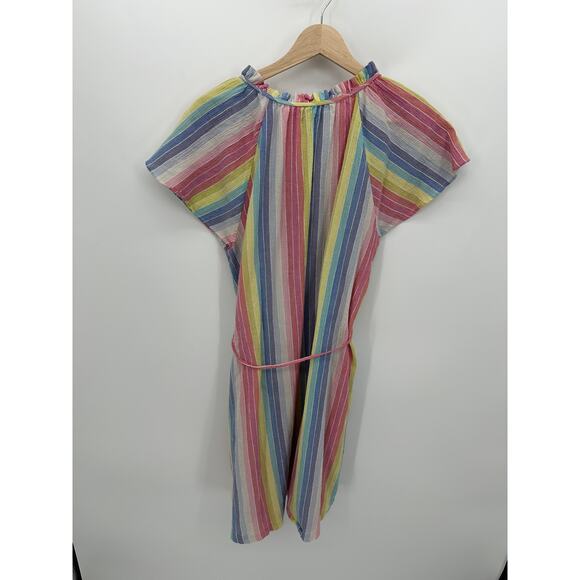 Drapers James RSVP Dress Women Large Pastel Striped Knee Length Rainbow Pockets - Picture 2 of 8